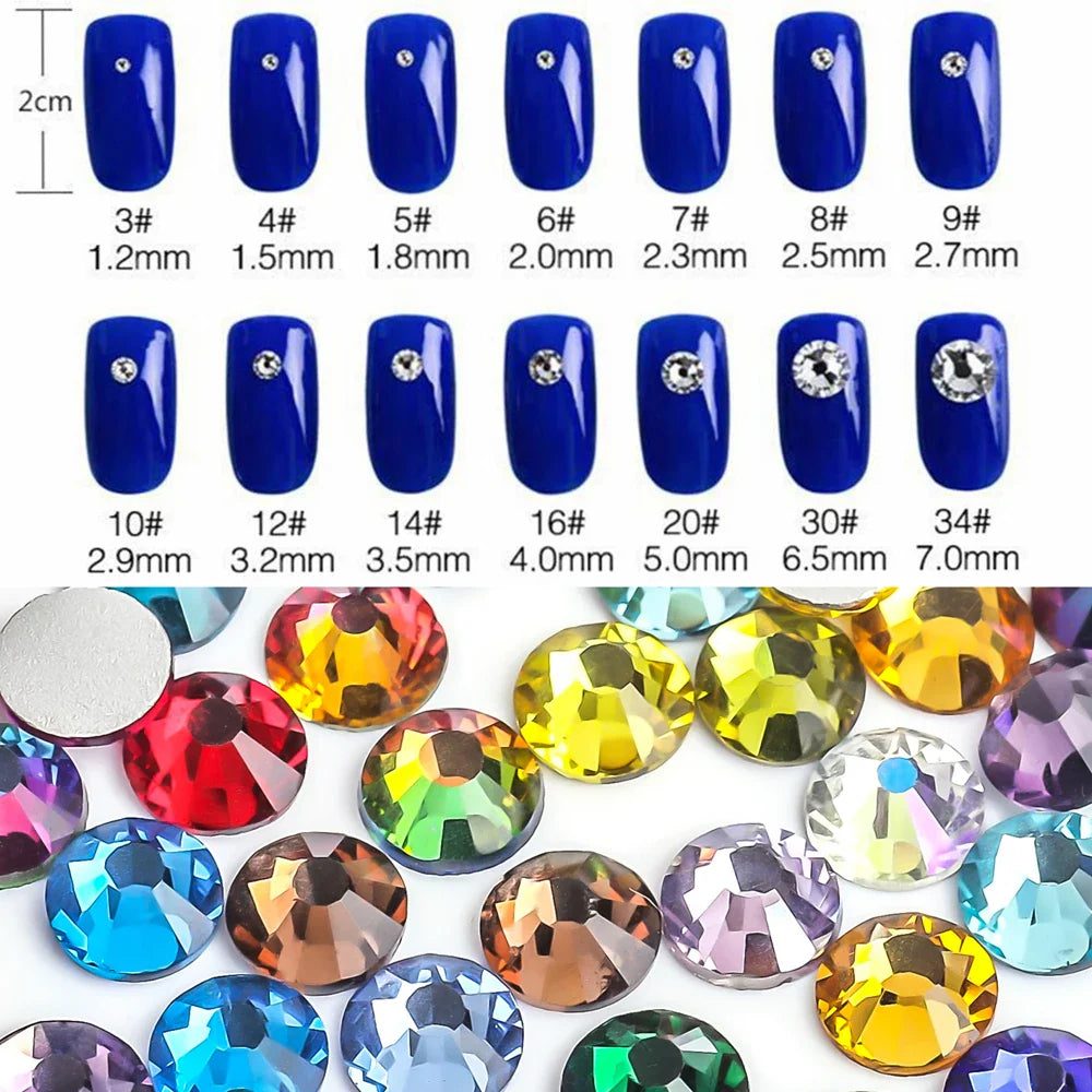 Light Pink & Rose 3D Glass Nail Art Rhinestones – SS3-SS30 Crystal Non-Hotfix Nail Decorations for Manicure Design & DIY Nails