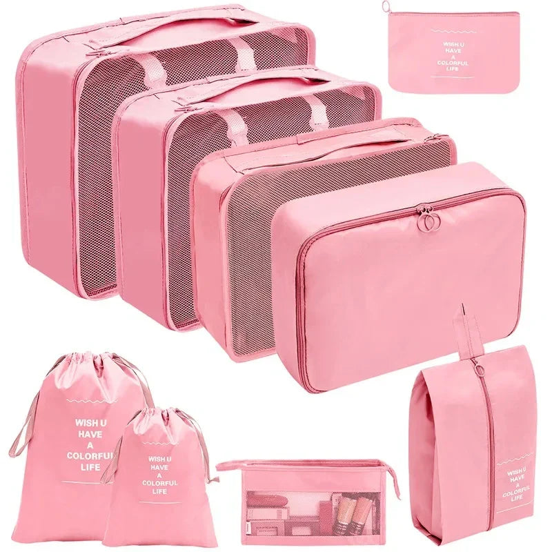 7–10 Pc Travel Organizer Storage Bags Set – Portable Packing Cubes for Suitcase, Clothes, Shoes & Luggage Tidy Pouch