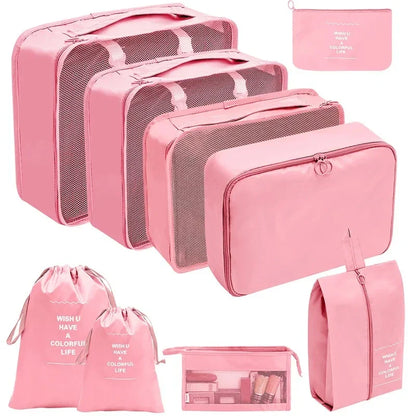 7–10 Pc Travel Organizer Storage Bags Set – Portable Packing Cubes for Suitcase, Clothes, Shoes & Luggage Tidy Pouch