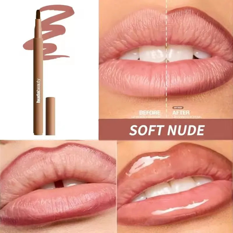Velvet Brown Lip Liner - Nude Matte Waterproof Cherry Red Lip Contour Pencil for Women
