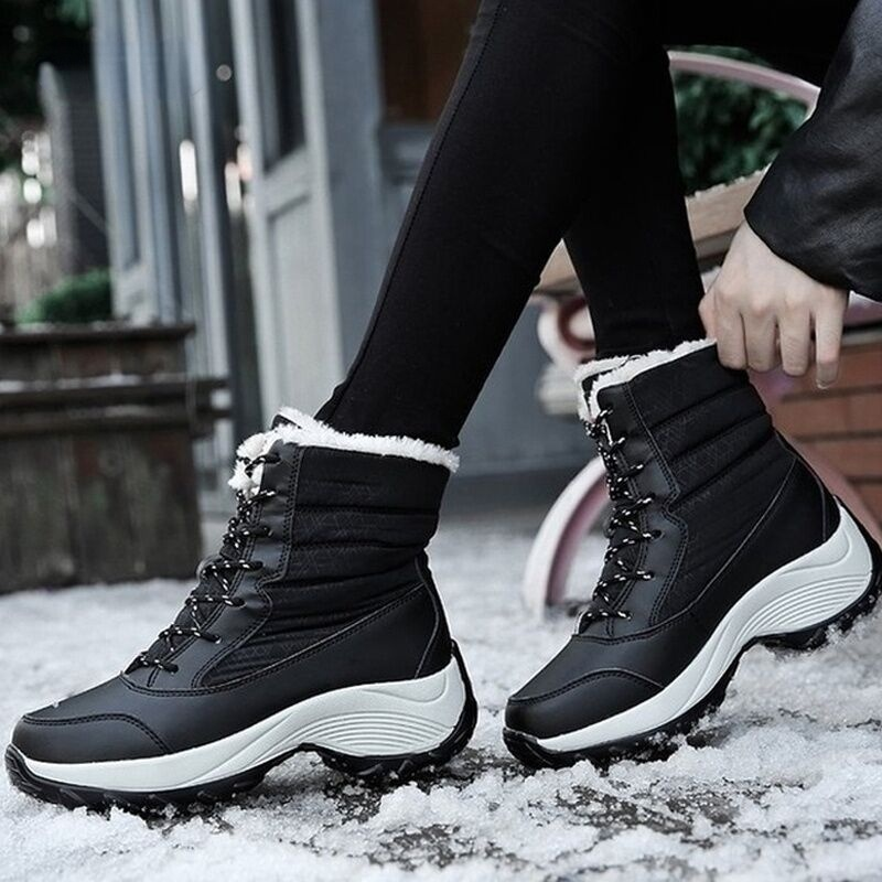 Women’s Snow Boots — Non-Slip Waterproof Fur-Lined Platform Ankle & Thigh-High Winter Boots with Wedges
