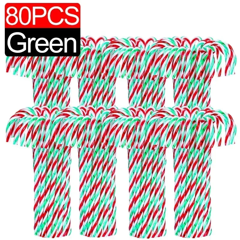 100/10pcs Christmas Candy Cane Ornaments – Plastic Twisted Hanging Decorations for Tree & Party Favors