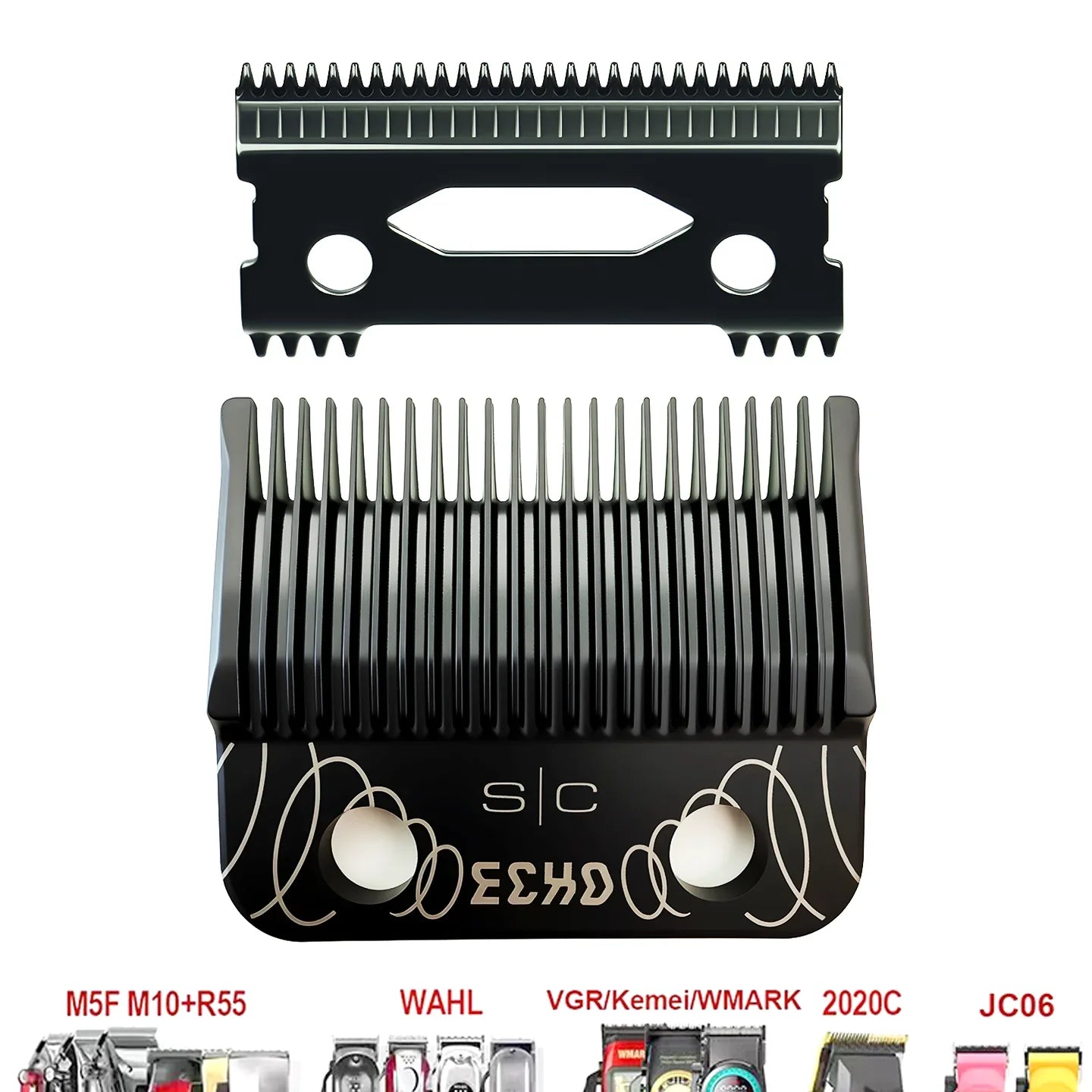 Professional Electric Clipper Replacement Blade - ECHO CRUNCH Compatible Barber Fade Blade