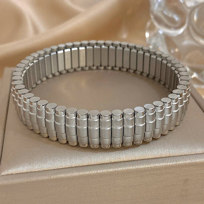 Greatera Five-Layer 10mm Beaded Bracelet – Two-Tone Stainless Steel Watch Chain Bangle Jewelry for Men & Women