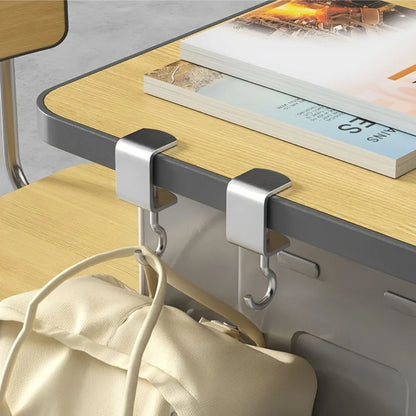 2PCS 360° Rotatable Steel Table Hooks | Detachable Non-Destructive Installation for Office & Dorm Desks