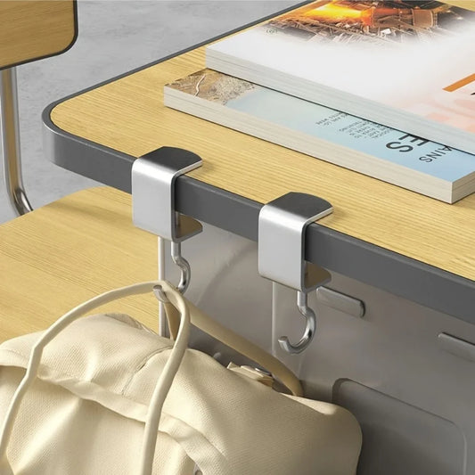 2PCS 360° Rotatable Steel Table Hooks | Detachable Non-Destructive Installation for Office & Dorm Desks