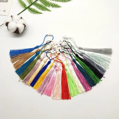 100pcs 13cm Silk Tassel Fringe - Mini Silky Floss Bookmark Tassels for DIY Crafts, Jewelry Making, and Souvenir Bookmarks