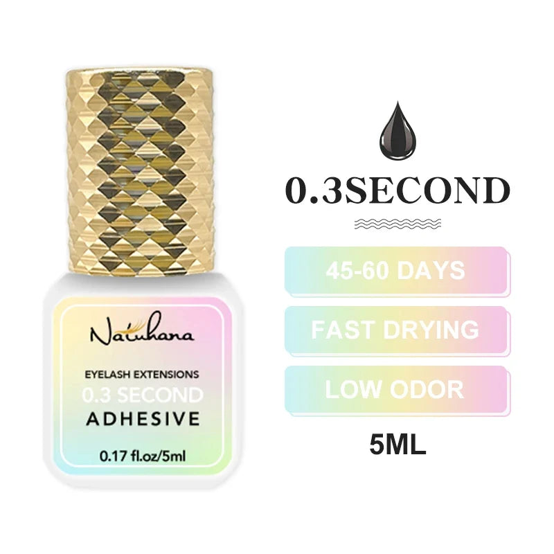 Professional Eyelash Extension Glue - 5ml Fast Drying Lash Adhesive with 0.3S-3S Dry Time for Strong False Lash Application