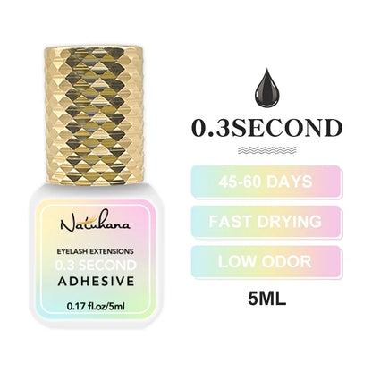 Professional Eyelash Extension Glue - 5ml Fast Drying Lash Adhesive with 0.3S-3S Dry Time for Strong False Lash Application