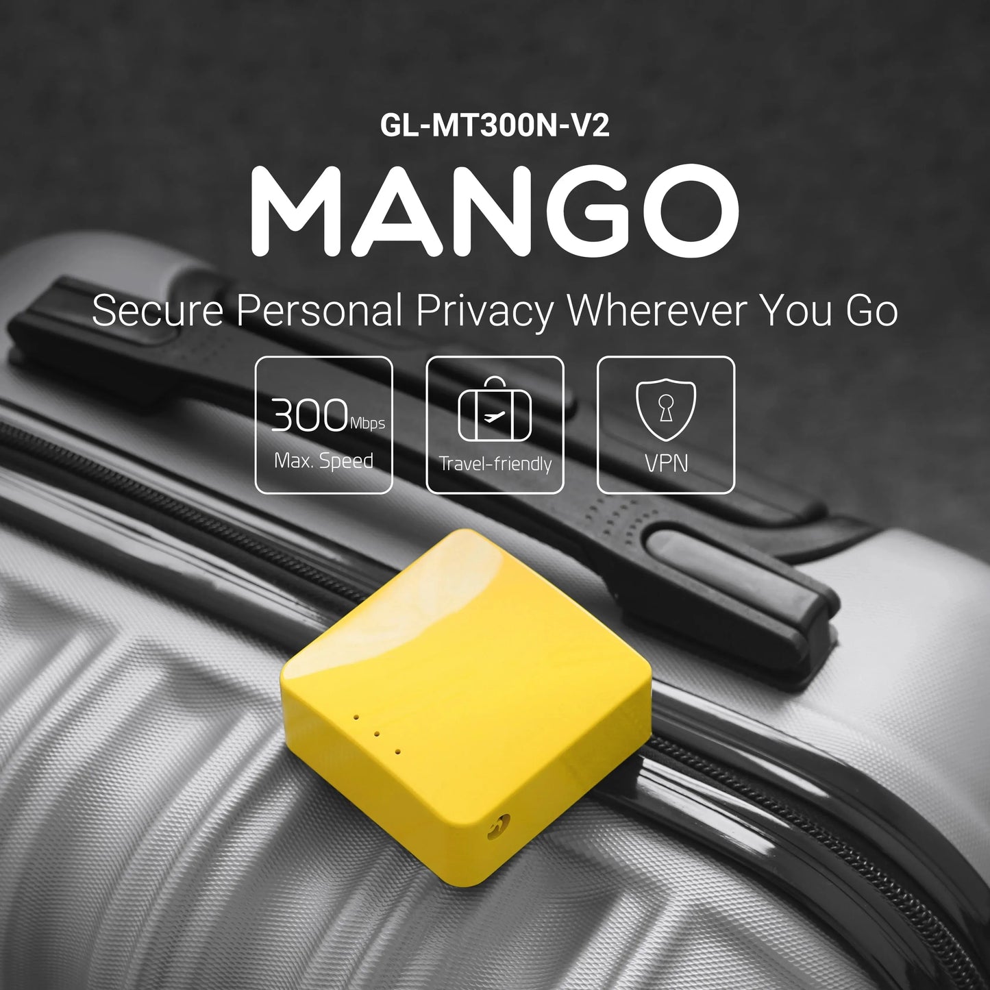 GL.iNet GL-MT300N/V2 Mango — Wireless Mini Portable VPN Travel Router & Pocket WiFi Repeater Bridge