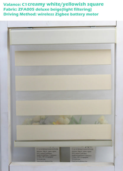 Decopedia Custom Made Zebra Blinds – Motorized Roller Blackout Day & Night Window Blinds for Sliding Doors
