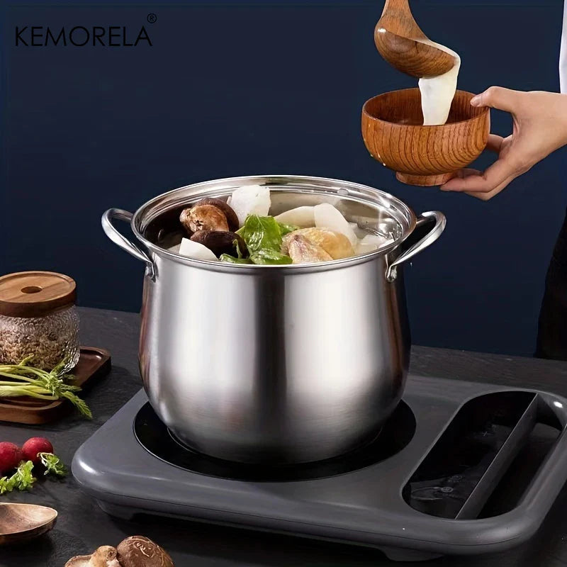 Large Stainless Steel Soup Pot – Universal Cooking Pot for Noodles, Stew & Chicken Soup