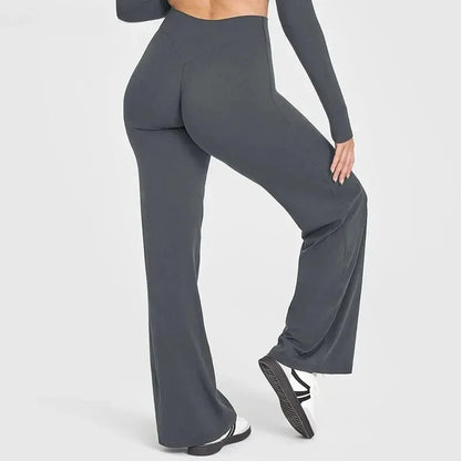 Women’s Ultra Soft Butter Yoga Pants – Mid Waist Straight Leg Sports Trousers for Gym, Pilates & Running