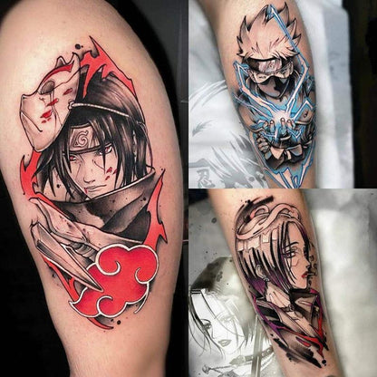 Naruto Temporary Tattoo Stickers — 5/10/20 Pcs Waterproof Anime Body & Arm Art for Cosplay (Sasuke, Itachi, Uzumaki)