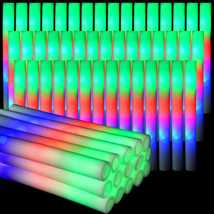 30Pcs Foam Glow Sticks – Colorful LED Flashing Glow Sticks with 3 Modes for Parties, Weddings & Concerts