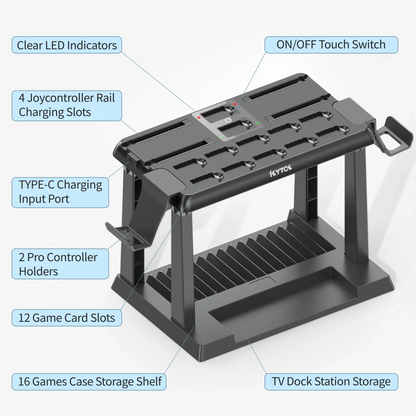 OIVO Switch Joy-Con Charger and Pro Controller Holder - Game Storage Tower for Nintendo Switch OLED, Charging Dock Station