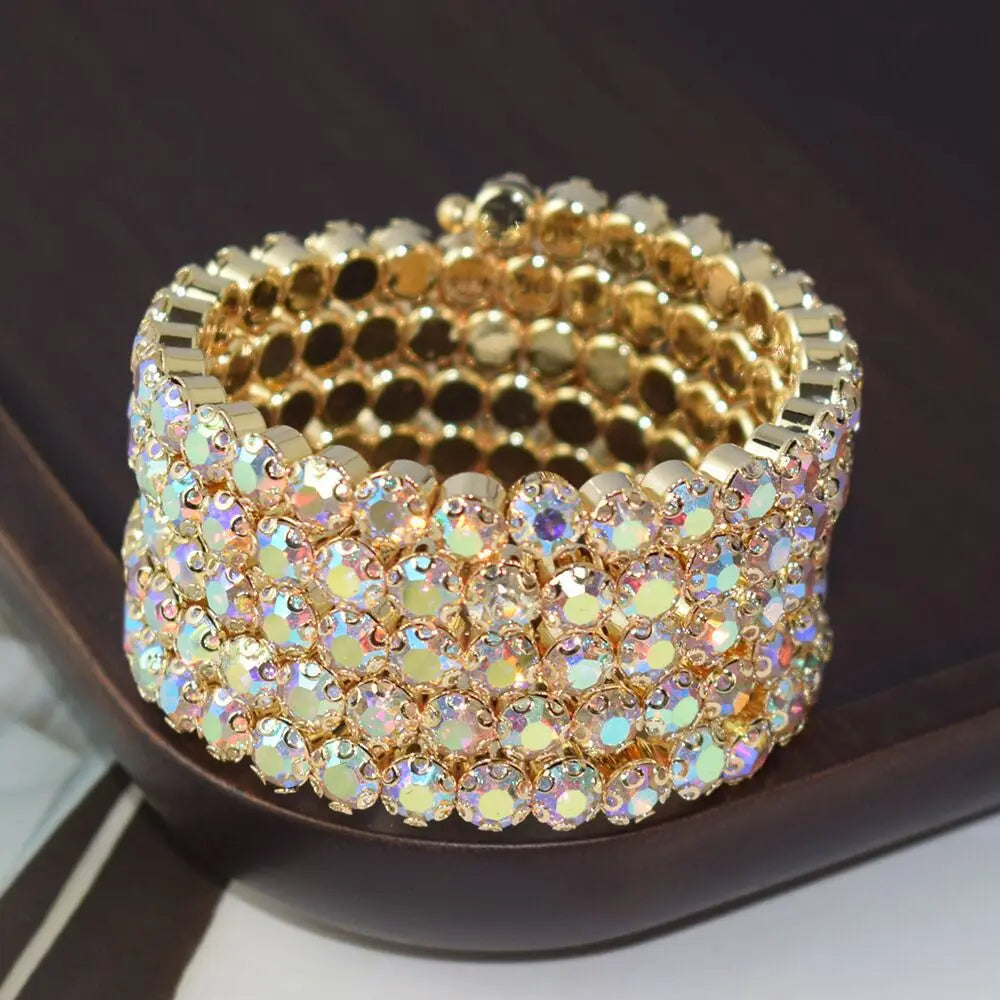 Women’s Rhinestone Crystal Bracelet - Glamorous Statement Jewelry for Stage & Special Events