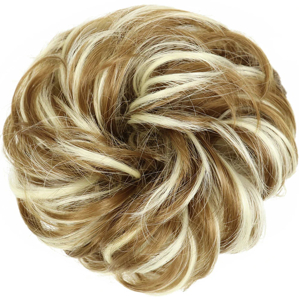 Azqueen Synthetic Messy Bun Chignon – Gray Brown Hair Bun Pad with Elastic Rope & Rubber Band Hair Extensions