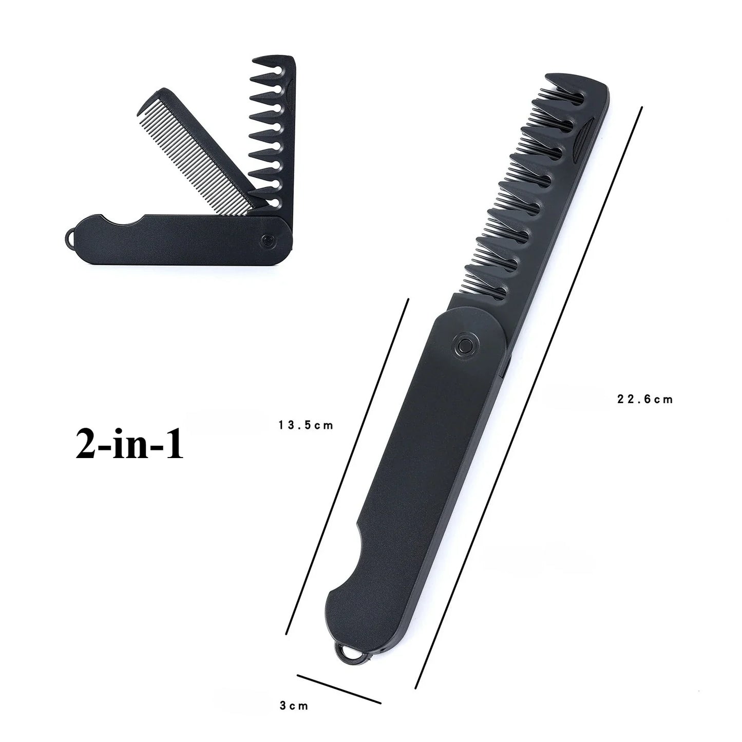 Multifunctional Folding Pocket Comb - Plastic Wide Tooth Beard & Hair Styling Comb for Barber, Salon & Grooming Use