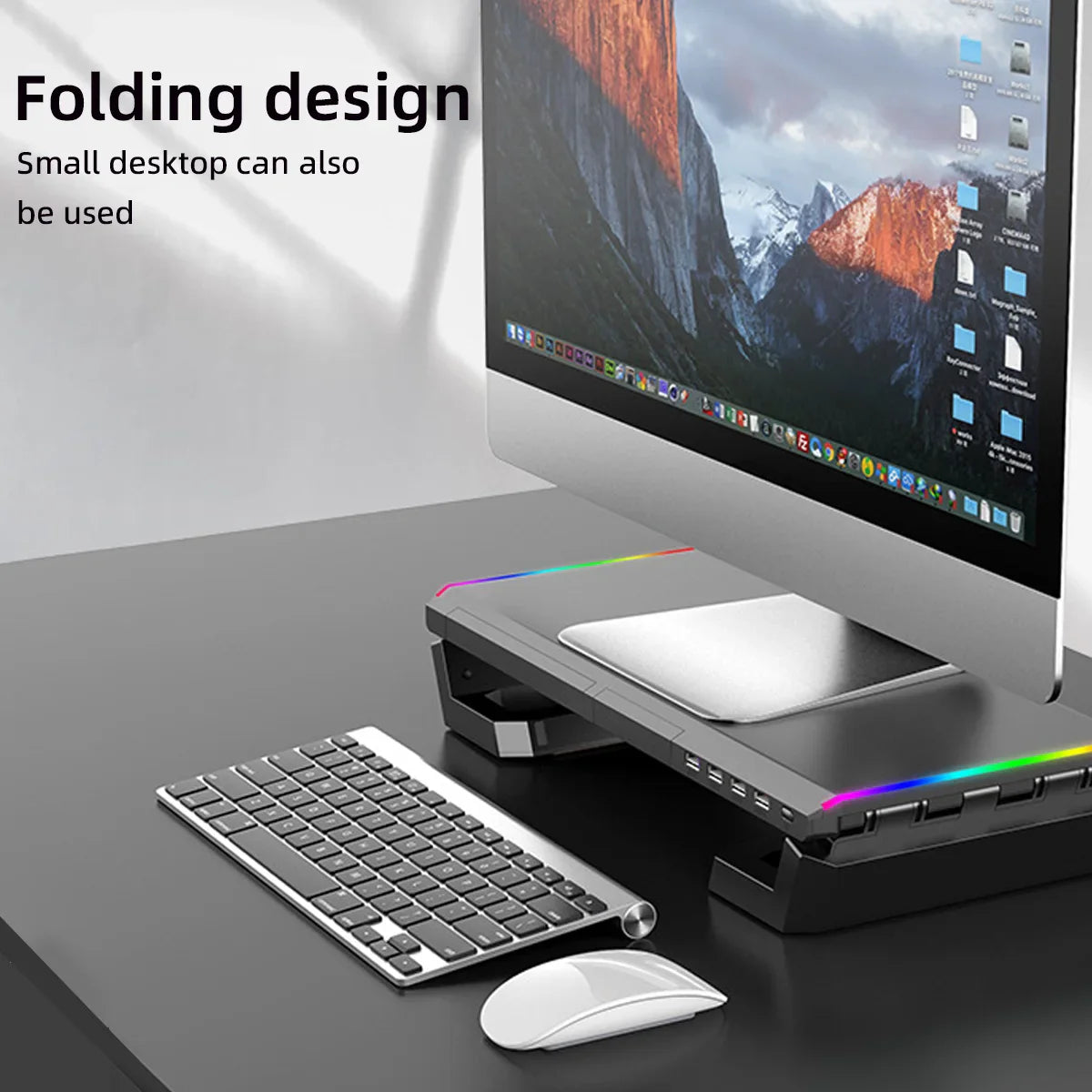 Hot Sell Aluminum PC Monitor Stand with 4 USB Ports & Keyboard Storage – Laptop Stand with USB 3.0 Fast Charging