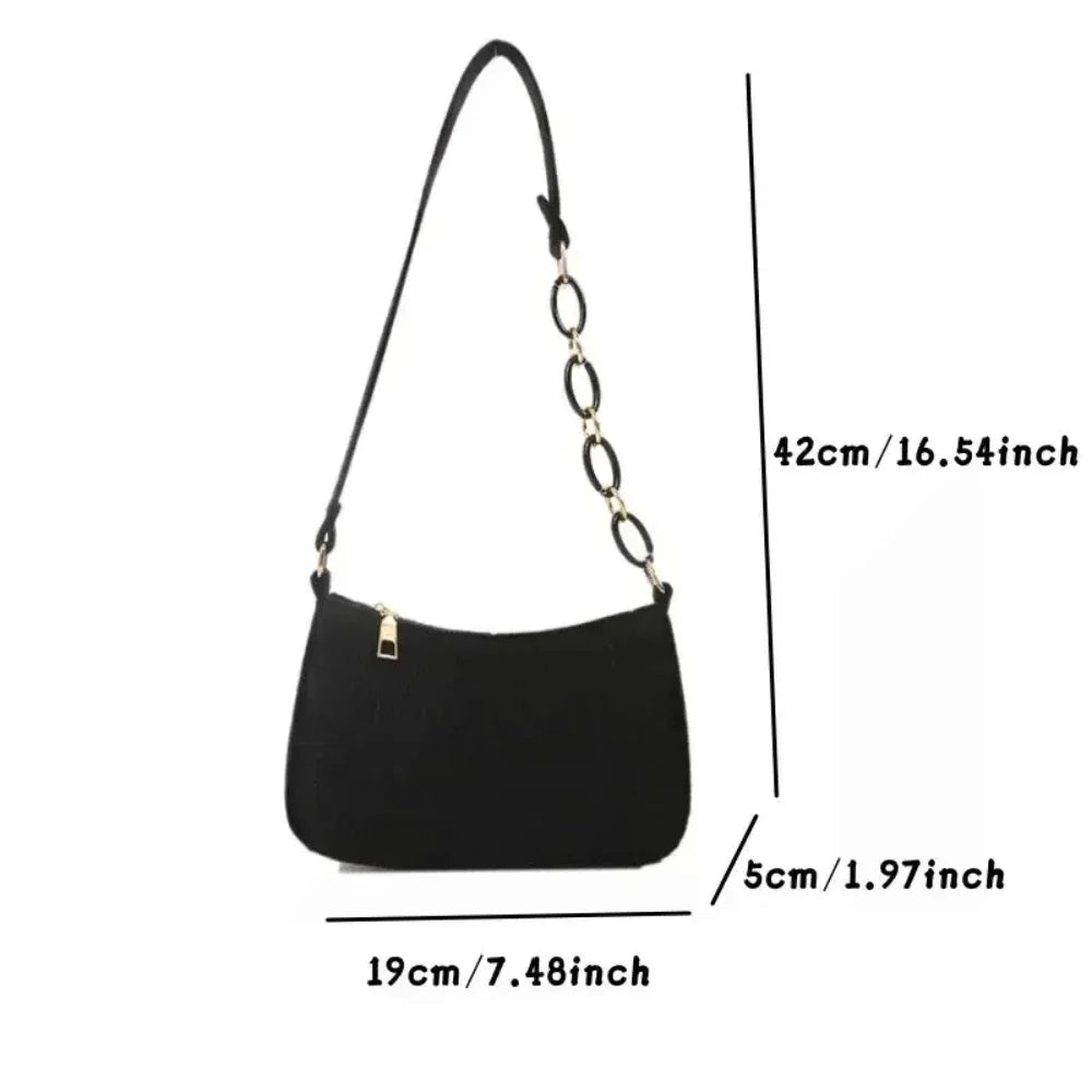 Luxury Lady Felt Armpit Design Tote – Fashionable Small Square Handbag for Women – Chic Crescent Style