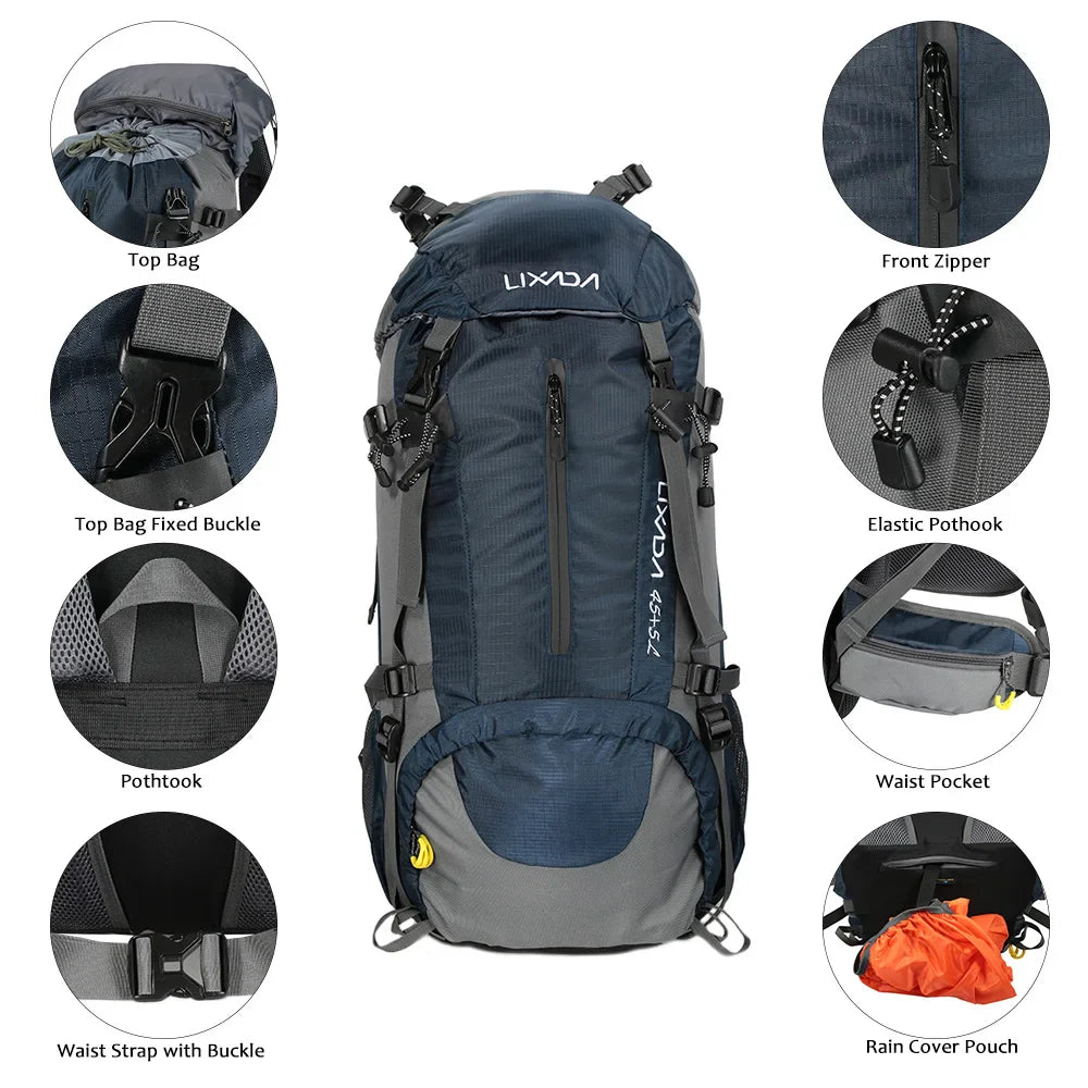 50L Waterproof Hiking Camping Backpack – Outdoor Travel Climbing Trekking Bag with Rain Cover