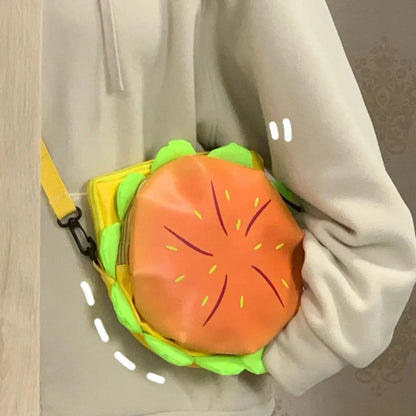 Stylish Hamburger PU Daypack Backpack – Casual Zipper Laptop Bag for Travel, Outdoor, and Unisex Use