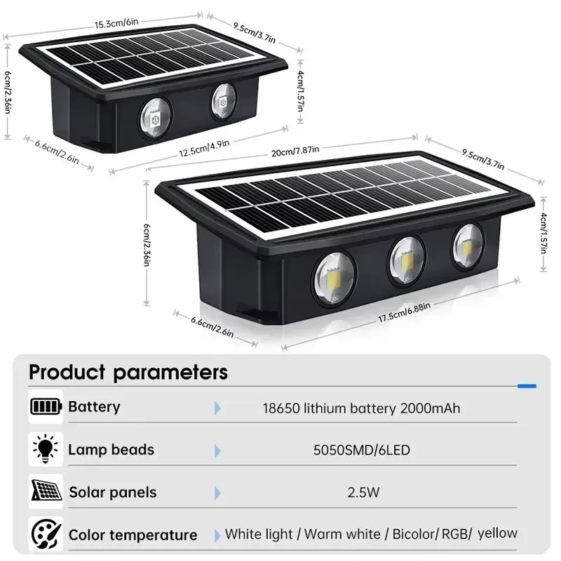 Solar Wall Lamp - Waterproof Outdoor LED Up & Down Light for Garden, Yard & Balcony Decor