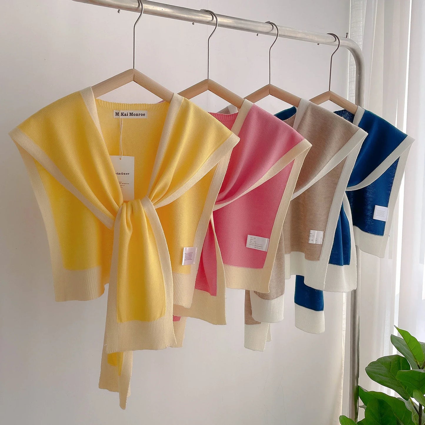 Spring & Autumn Striped Knitted Shawl – High-Grade Neck and Shoulder Scarf for Summer Office & Air-Conditioned Rooms