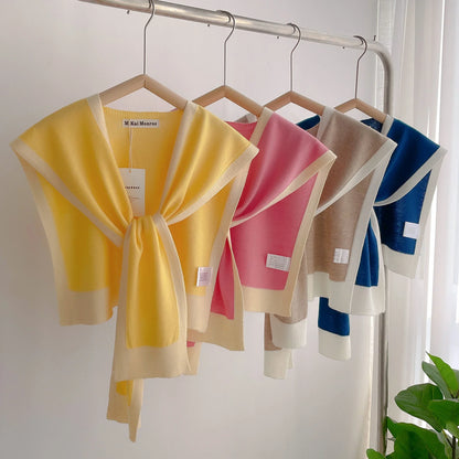 Spring & Autumn Striped Knitted Shawl – High-Grade Neck and Shoulder Scarf for Summer Office & Air-Conditioned Rooms