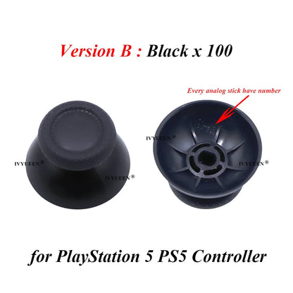 IVYUEEN 100PCS Black Analog Stick Caps – Thumb Grip Covers for PS5, PS4, PS3 & Xbox Controllers