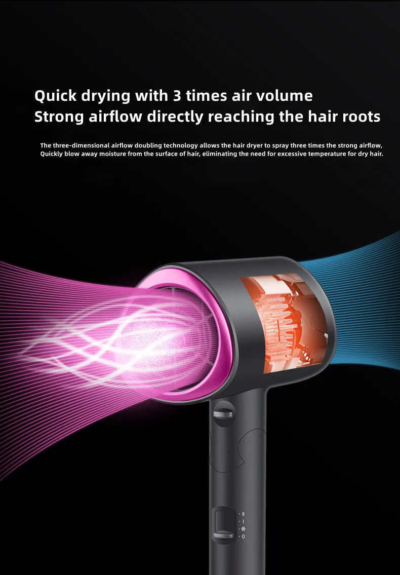 Professional Foldable Hair Dryer with Negative Ions & Blue Light – High Power Salon & Home Use