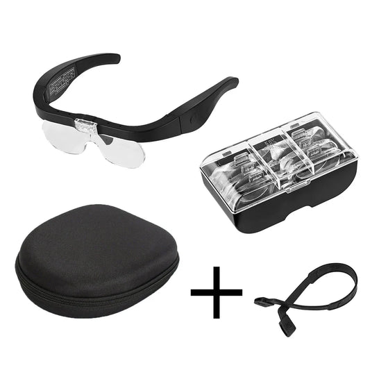 LED USB Rechargeable Magnifying Glasses — 1.5X, 2.5X, 3.5X, 5.0X Magnifier with Light for Watchmaker Repair & Reading