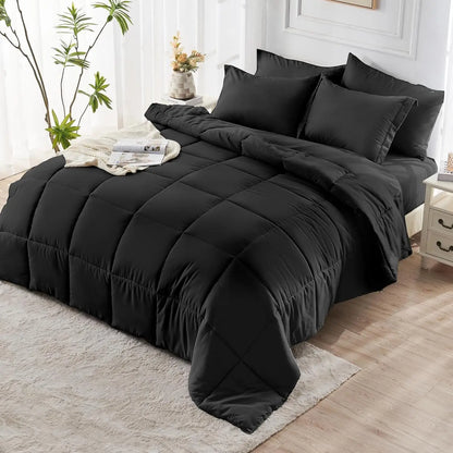 Reversible Queen/King Comforter Set – All-Season Bedding with Ultra-Soft Comforter & Pillow Shams, Red & Black