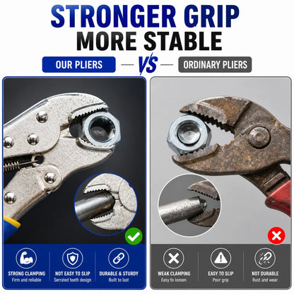 Multi-Function Locking Pliers - Straight & Curved Jaw Adjustable Heavy-Duty Vise Grip Clamp Tool