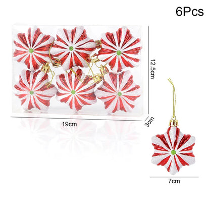 6PCS Christmas Candy Cane & Lollipop Hanging Ornaments – Festive Tree Pendants for Home Holiday Decor