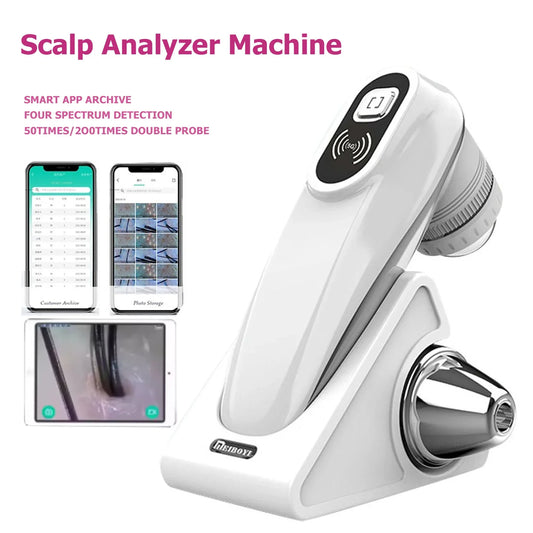 WiFi Scalp & Skin Analyzer Microscope – 50X–200X Hair Follicle Detection UV Magnifier with App Support Professional Facial Skin Tester