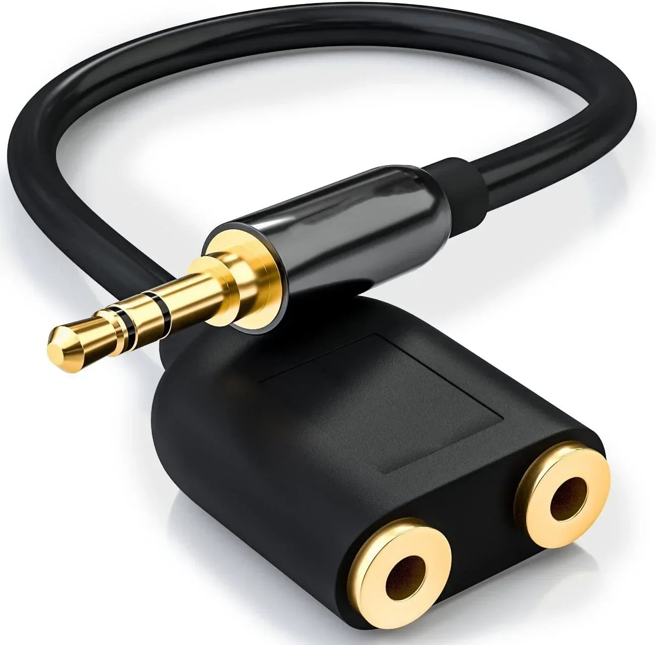 3.5mm Stereo Audio Y Splitter Cable – Hi-Fi Sound Extension Converter, 1 Male to 2 Female Headphone Jack Adapter