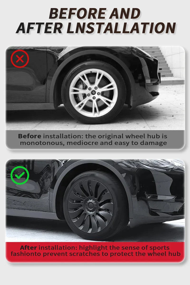 4PCS HubCap Performance Rim Covers – Replacement Wheel Caps for Tesla Model Y 19-Inch (2018-2024)