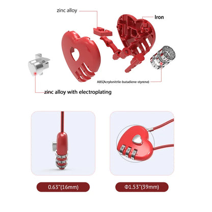 Heart-Shaped Love Lock for Wedding, School Bag, Backpack & Trolley Box - Zinc Alloy Combination Lock
