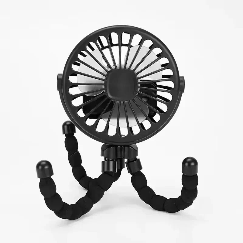 Mini Octopus Stroller Fan – Handheld USB Charging Bladeless Fan, Small Folding Silent Fan for Table, Outdoor, and Baby Use