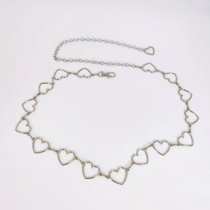 Women's Luxury Heart-Shaped Metal Waist Chain Belt – Y2K Goth Punk Accessory for Jeans & Dresses