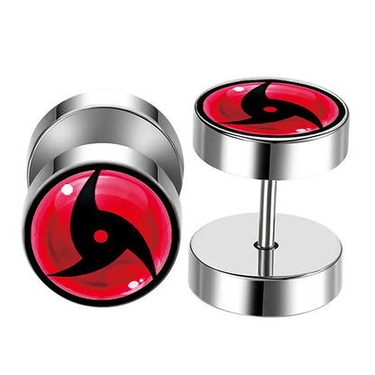 Anime Naruto Earrings – Uzumaki & Uchiha Itachi Sharingan Studs, Cosplay Accessories for Men, Women & Girls Gift