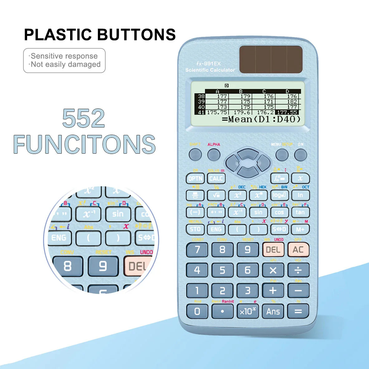552-Function Scientific Calculator Multifunction Student Exam Calculator High-End Portable Math Learning Tool Economical Design