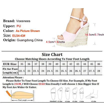 2024 Women’s Hemp Rope Platform Sandals – Wedge Party High Heels 14.5CM, Ankle Buckle, Comfortable Plus Size