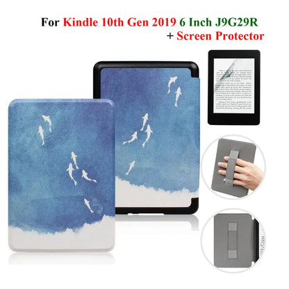 Kindle 10th Gen 6" Leather Case – Hand Strap & Screen Protector Cover with Wake/Sleep Function (2019, J9G29R)