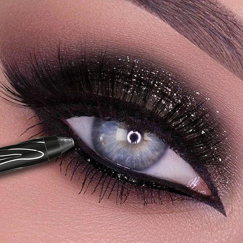 Shiny Pearlescent Highlighter Eyeshadow Pencil – Waterproof Glitter Eyeliner Gel Pen for Long-Lasting Makeup