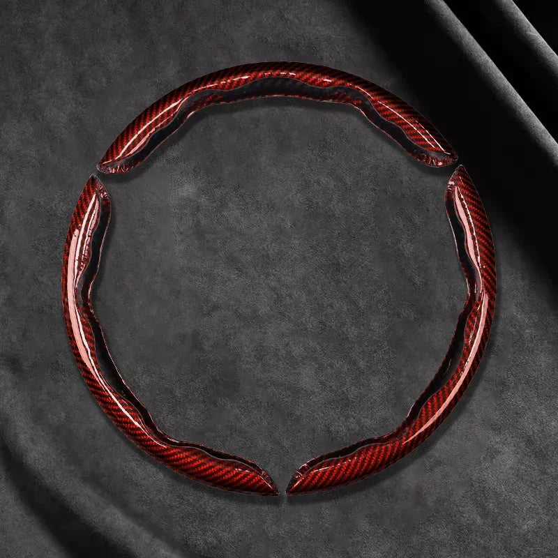 2/3PCS Universal Car Steering Wheel Cover — Laser Carbon Fiber, Silicone & 1K Microfiber Leather, Non-Slip PVC Booster