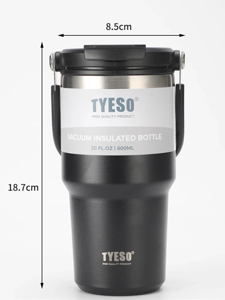 Tyeso Double-Layer Insulated Coffee Cup – Portable Stainless Steel Ice Cream Cup with Cold Insulation & Large Capacity