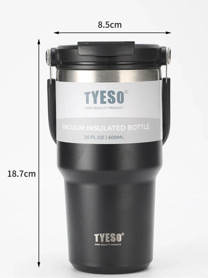 Tyeso Double-Layer Insulated Coffee Cup – Portable Stainless Steel Ice Cream Cup with Cold Insulation & Large Capacity